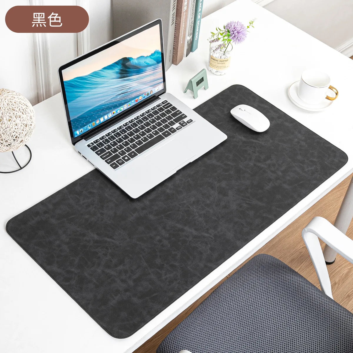 The Luxe Leather Desk Companion - PU Mat with True Grain Texture for Writing & Mouse Buttery-Soft Faux Leather Desk Blotter