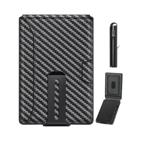 Men New Wallet with Money Clip Carbon Card Wallet Slim Wallet magsafe cüzdan metal Gift Box Christmas Gift Men  Gift  Mens Gift