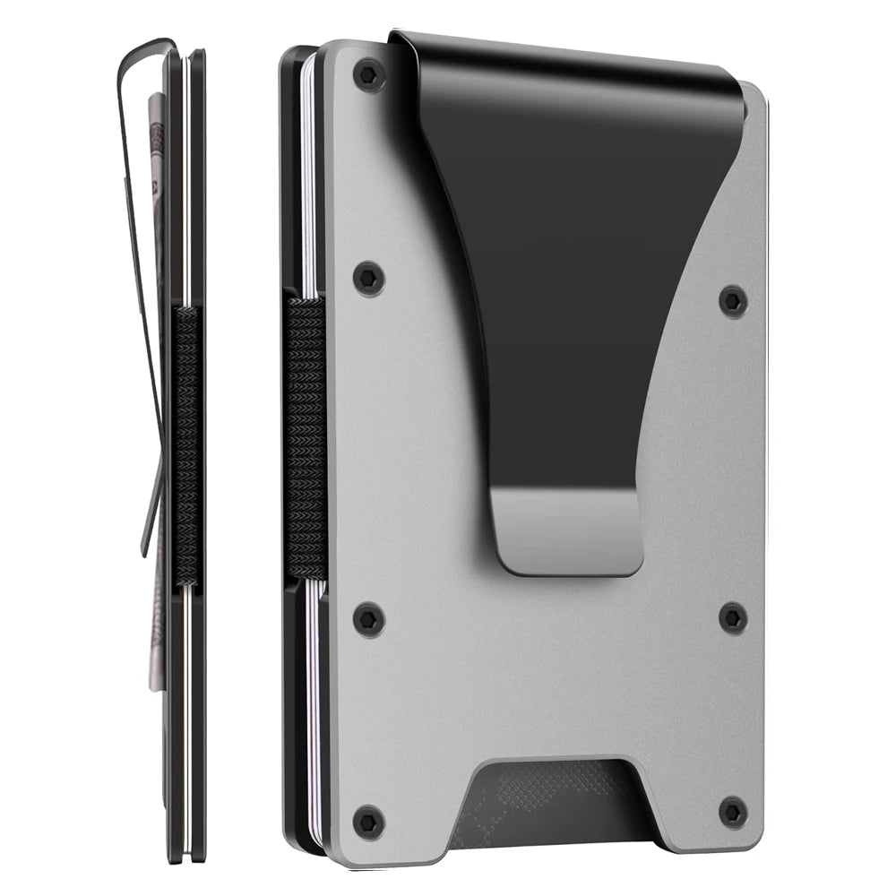 Minimalist Wallet for Men- Slim Aluminum Metal Money Clip Wallet with Clear ID Card Holder, Slim Wallet for Men,Holds up 15 Card