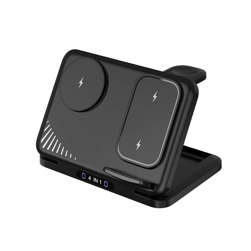 For MagSafe 4 In 1 Dual Phone Wireless Charger Stand Fast Charging Station For iPhone iWatch AirPods Office Charging Accessory