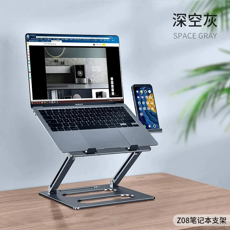 Adjustable Height Aluminum Laptop Stand Cooling Riser Multi-Functional Ergonomic Desktop Holder for Monitor & Notebook