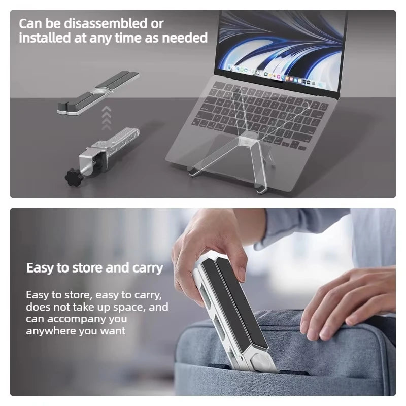 Adjustable Aluminum Laptop Stand 360° Rotating Ergonomic Detachable Holder for 11-18.4 Inch Laptops