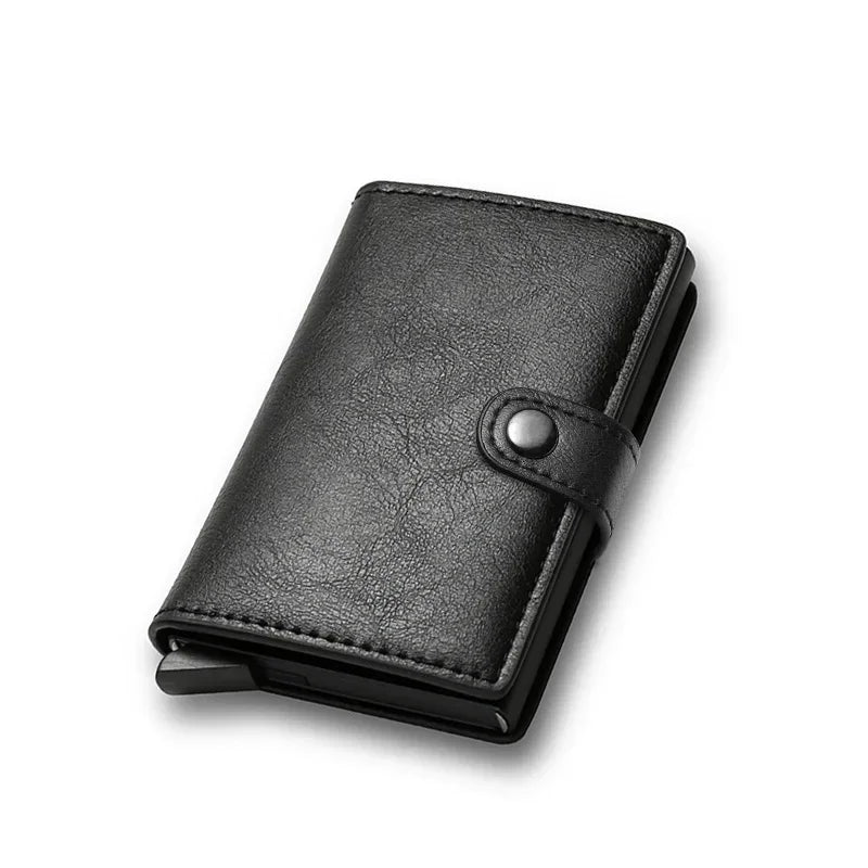 Carbon Fiber Credit Card Holder Wallet Money Bag Men Rfid Smart Metal Thin Slim Minimalist Wallet Black Vallet Gifts for Men